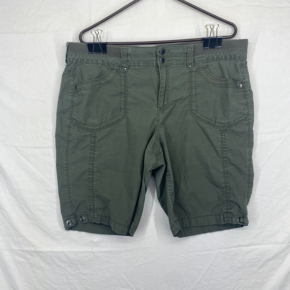 Gloria Vanderbilt Amanda Olive Green Bermuda Shorts Mens 16 Stretch Utility